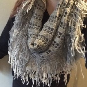 Grey and white infinity scarf